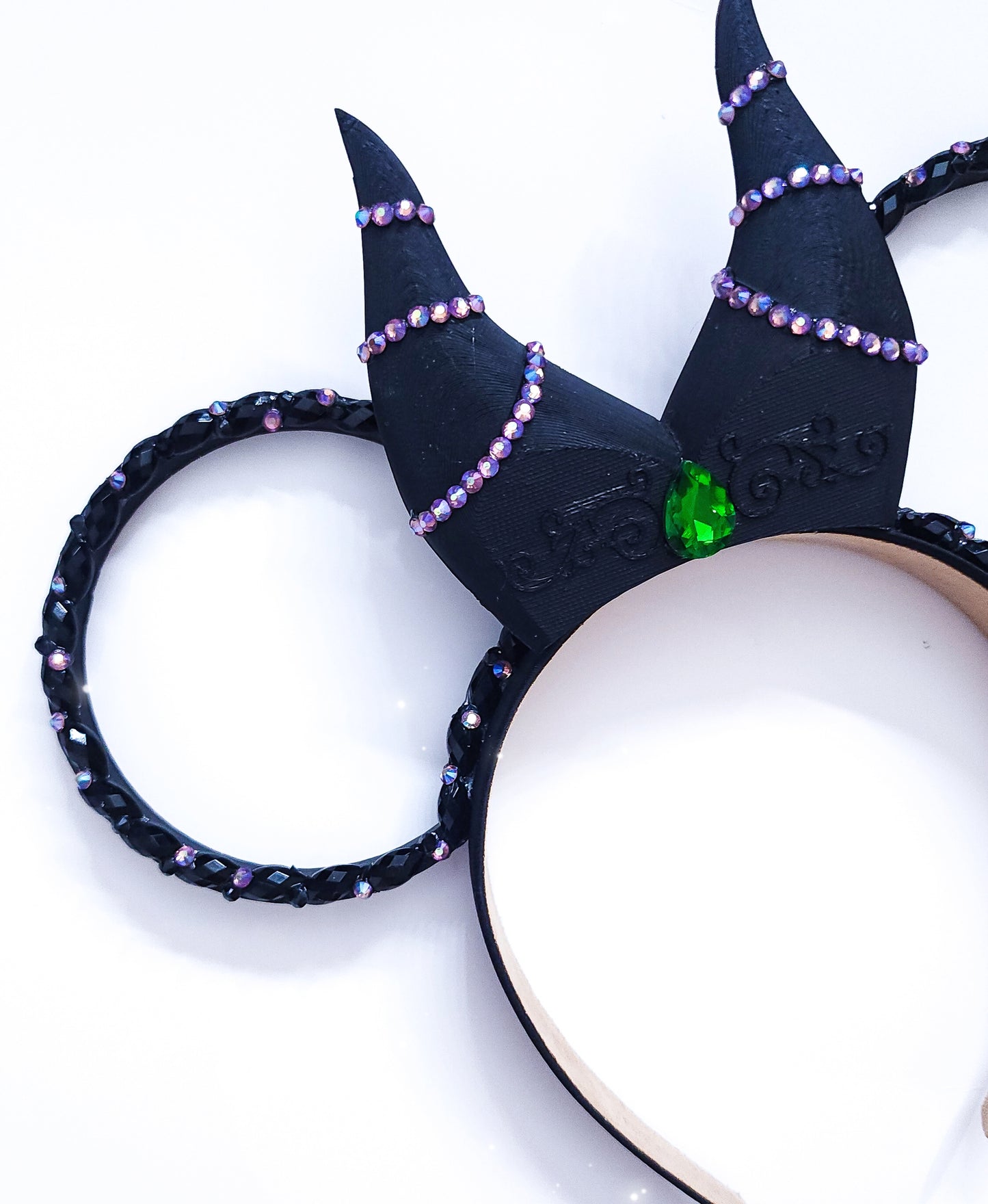 Villain black/purple big crystal rhinestone style ears