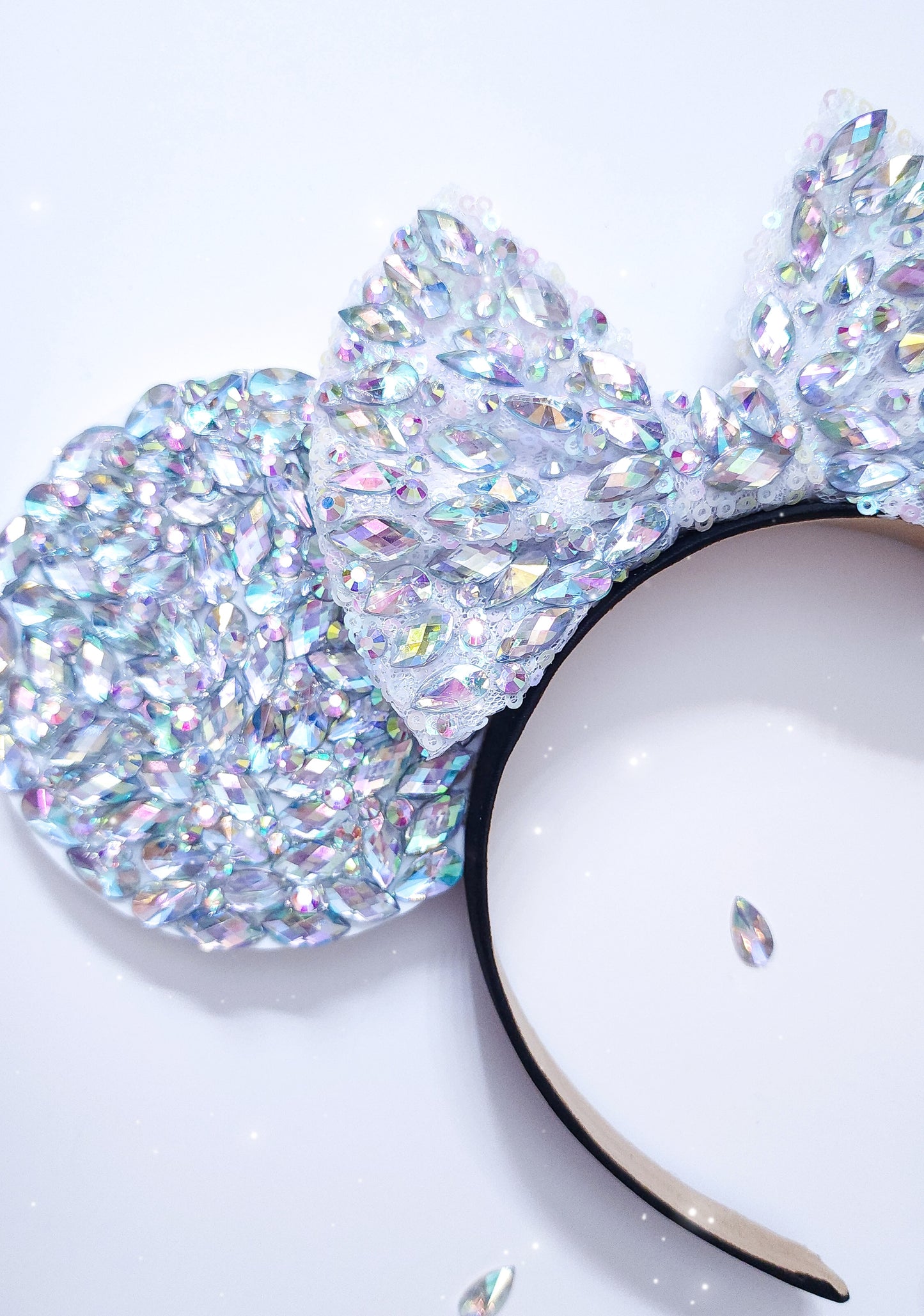 WHITE wishes big crystal rhinestone style 3d ears