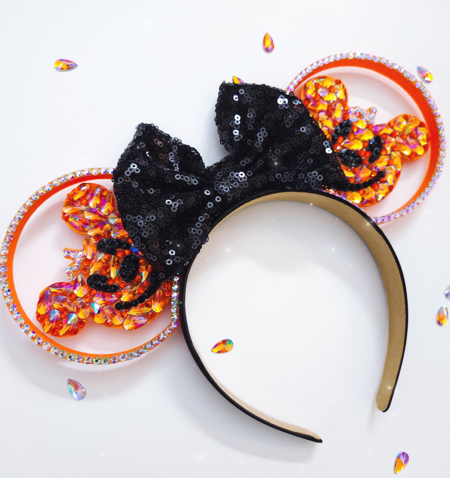 Rhinestone pumpkin ,Halloween ears,3D Mouse Ears