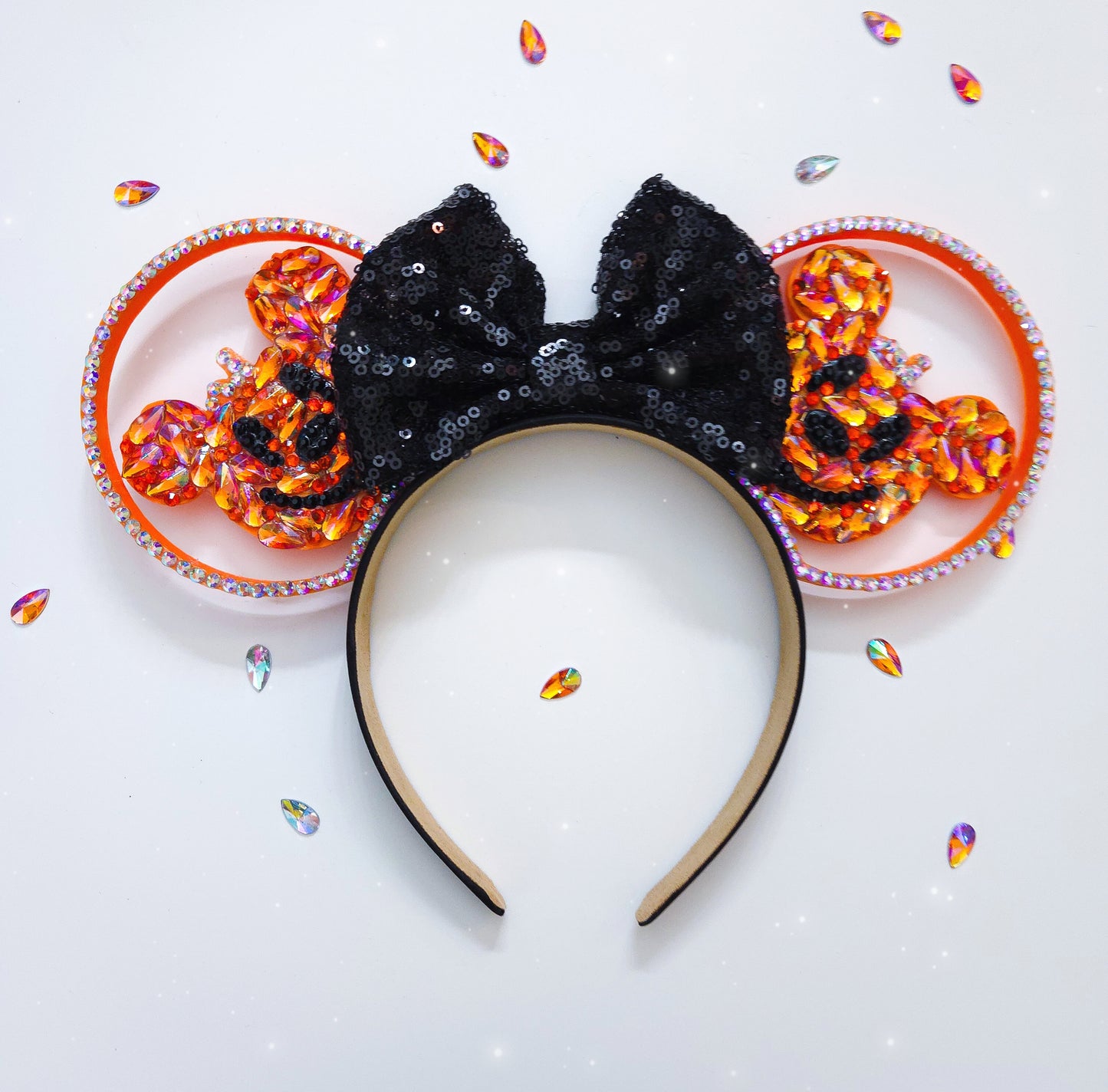 Rhinestone pumpkin ,Halloween ears,3D Mouse Ears