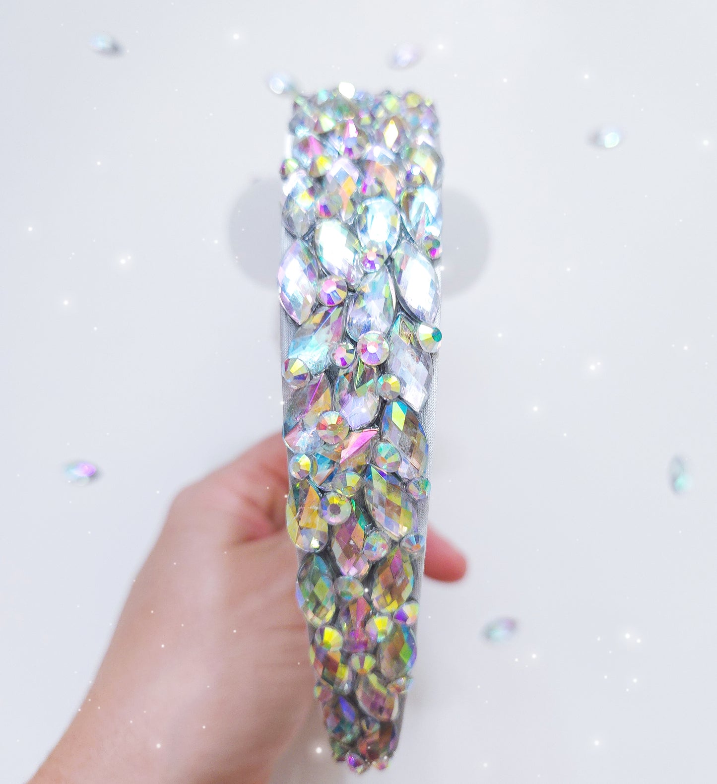 3d side headband fully covered with rhinestones