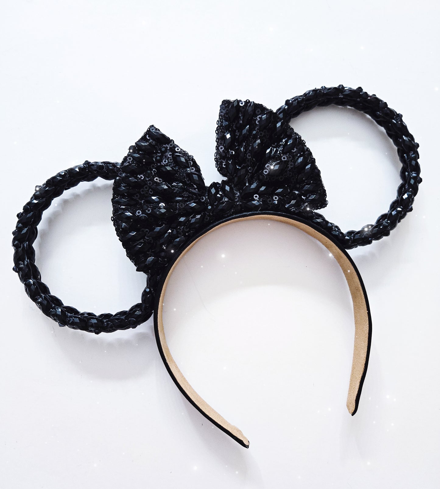 BLACK rings 3d ears big crystal rhinestone style