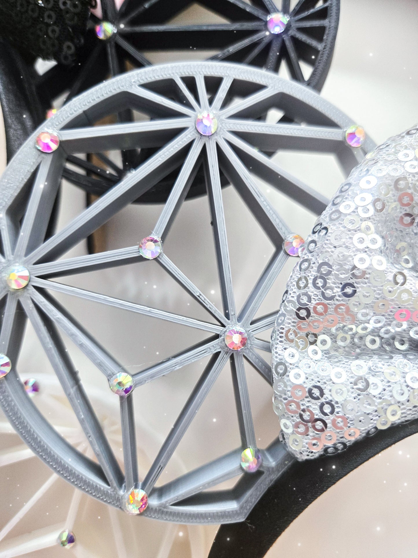Epcot inspired 3d ears with scattered rhinestones
