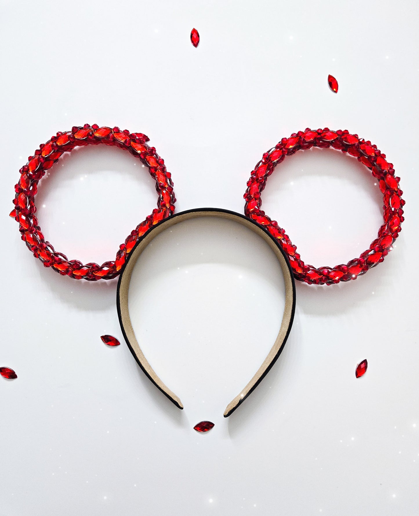 RED rings 3d ears big crystal rhinestone style