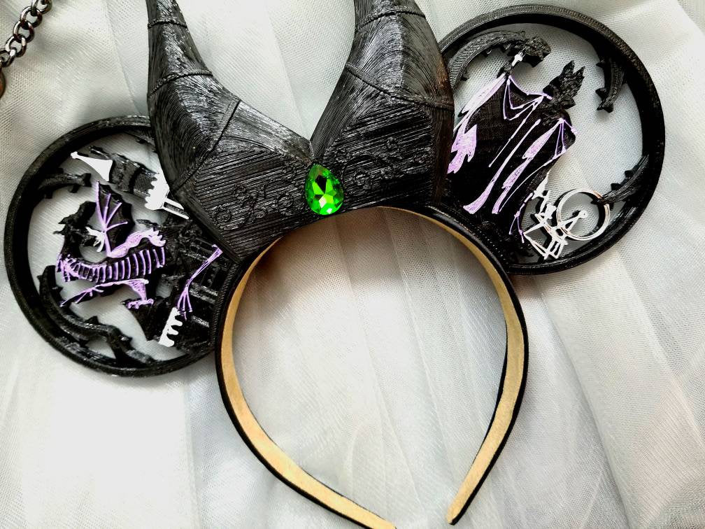 Once Upon A Villain, with horn rhinestone center 3D print Mouse Ears