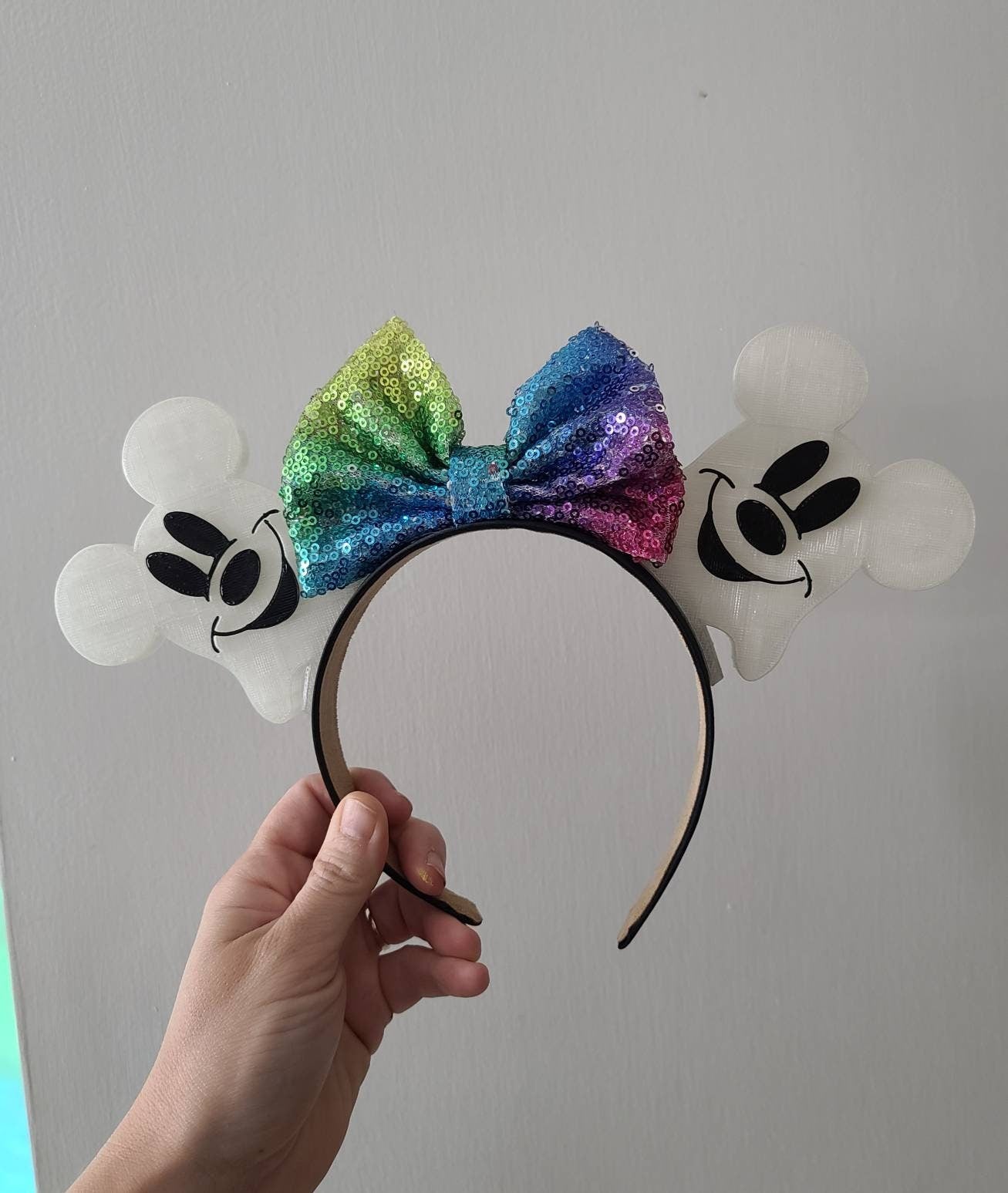 Glow in the dark BOO ,ghost Halloween ears, Halloween 3D Mouse Ears