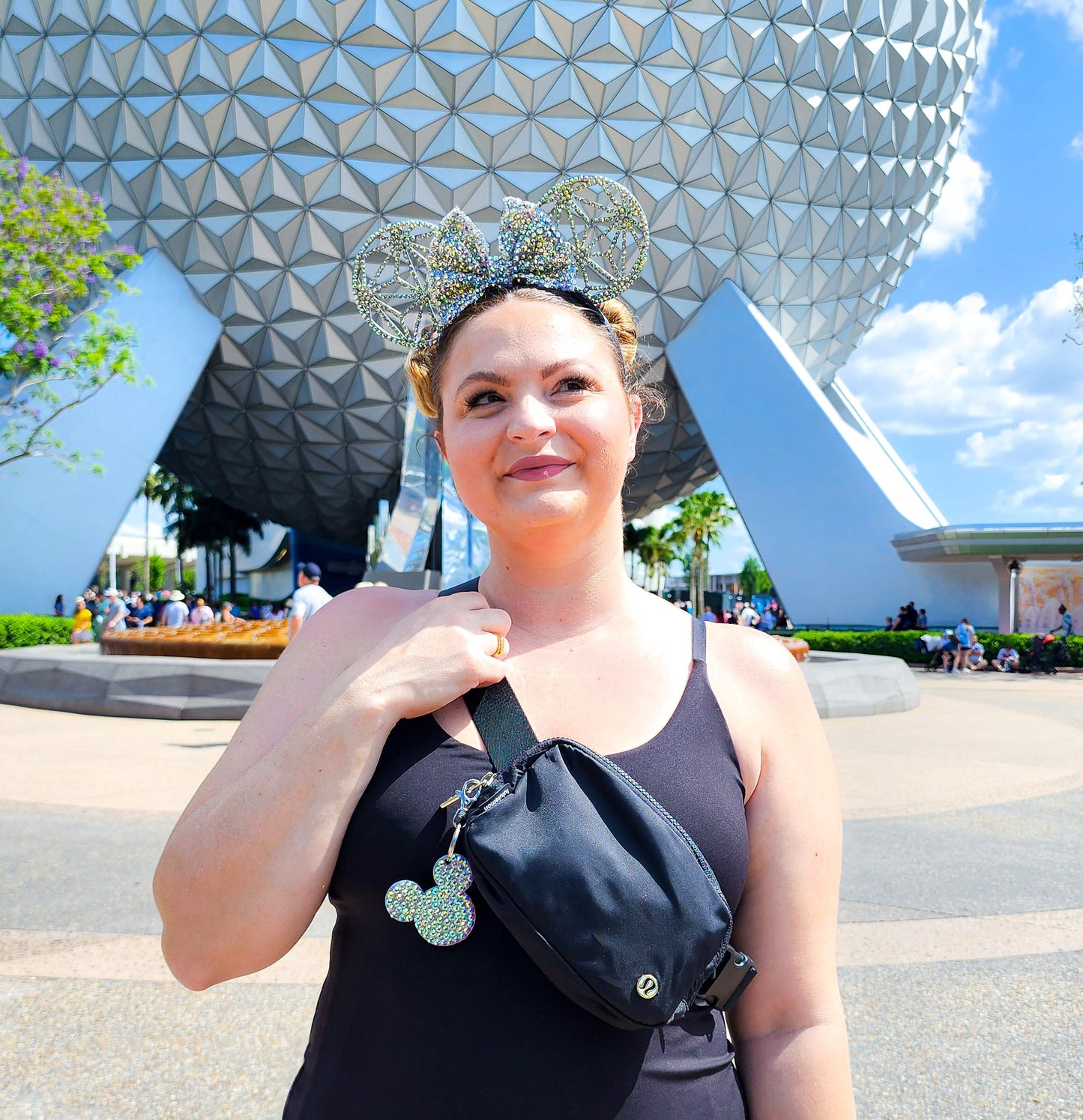 Rhinestone 3D inspired Ears with rhinestone sequin bow