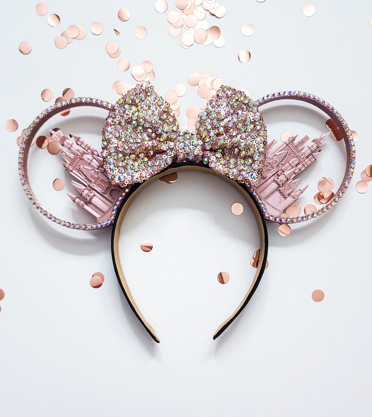 ROSE GOLD castle ears, 3d mouse ears.