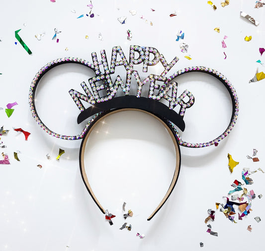 Happy new year ears, ring ears with rhinestones