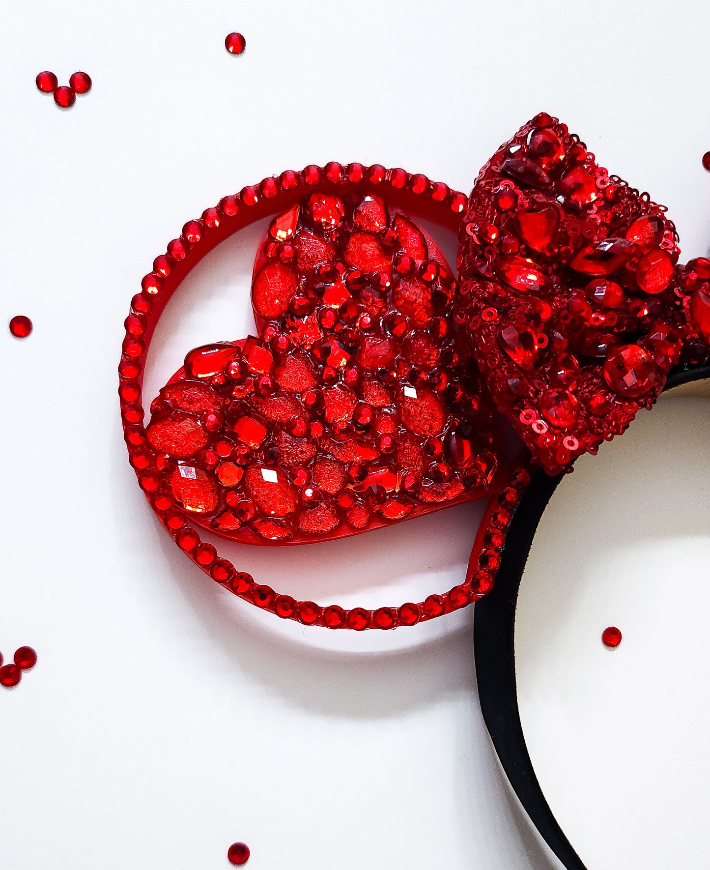 Red heart shape big crystal rhinestone style Valentine's day hearts Valentine