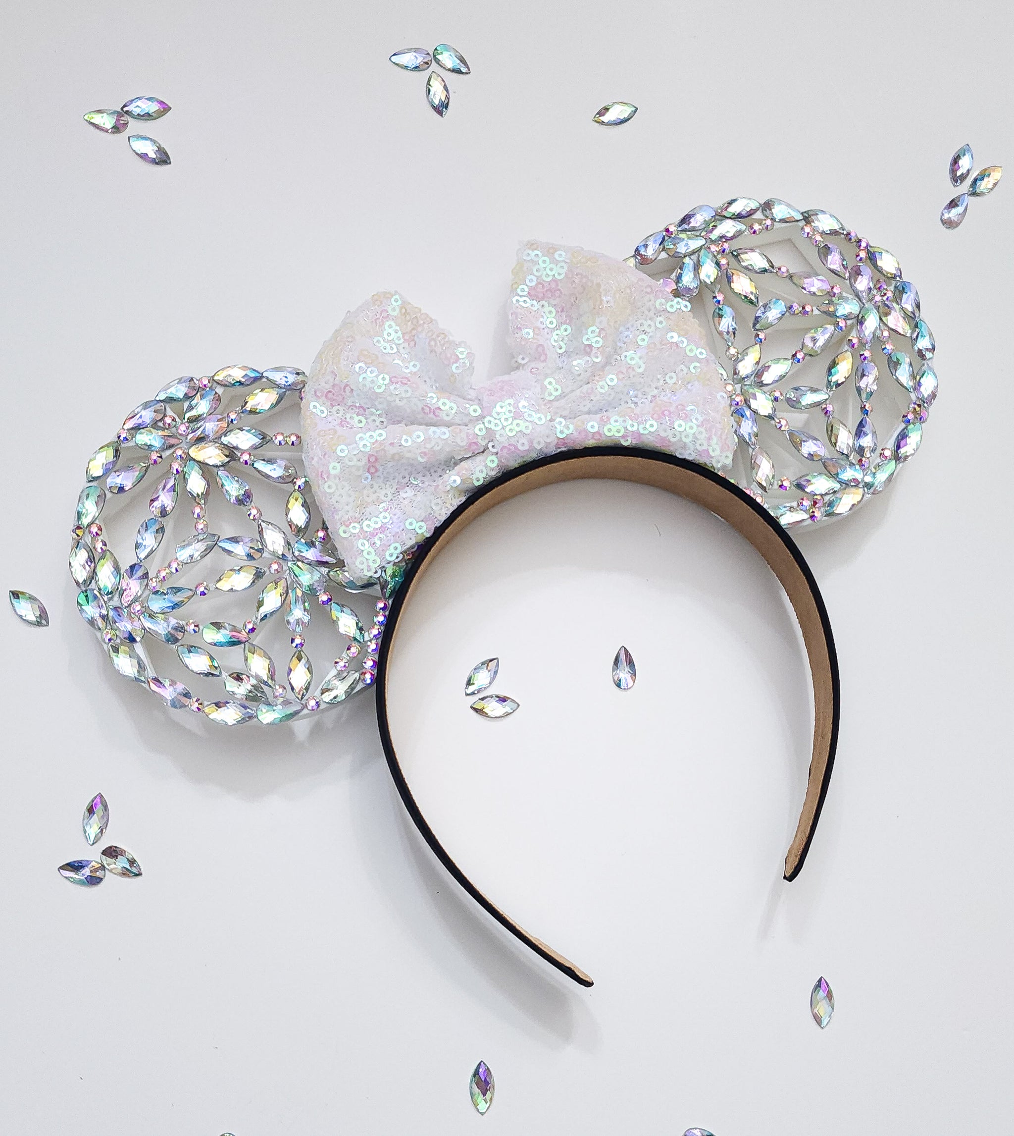 WHITE geometric big crystal rhinestone style 3d ears – Magic Mountain Ears