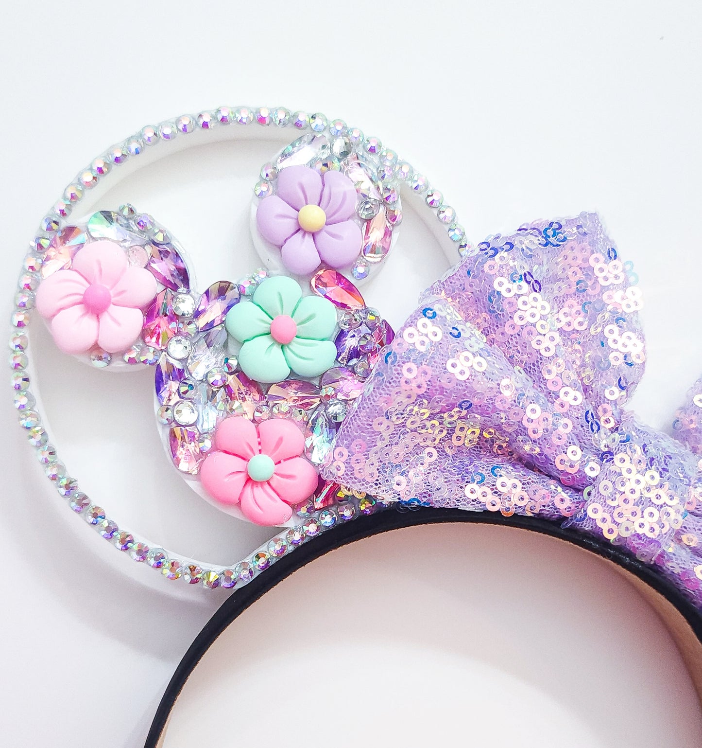 Spring flowers rhinestone 3d ears