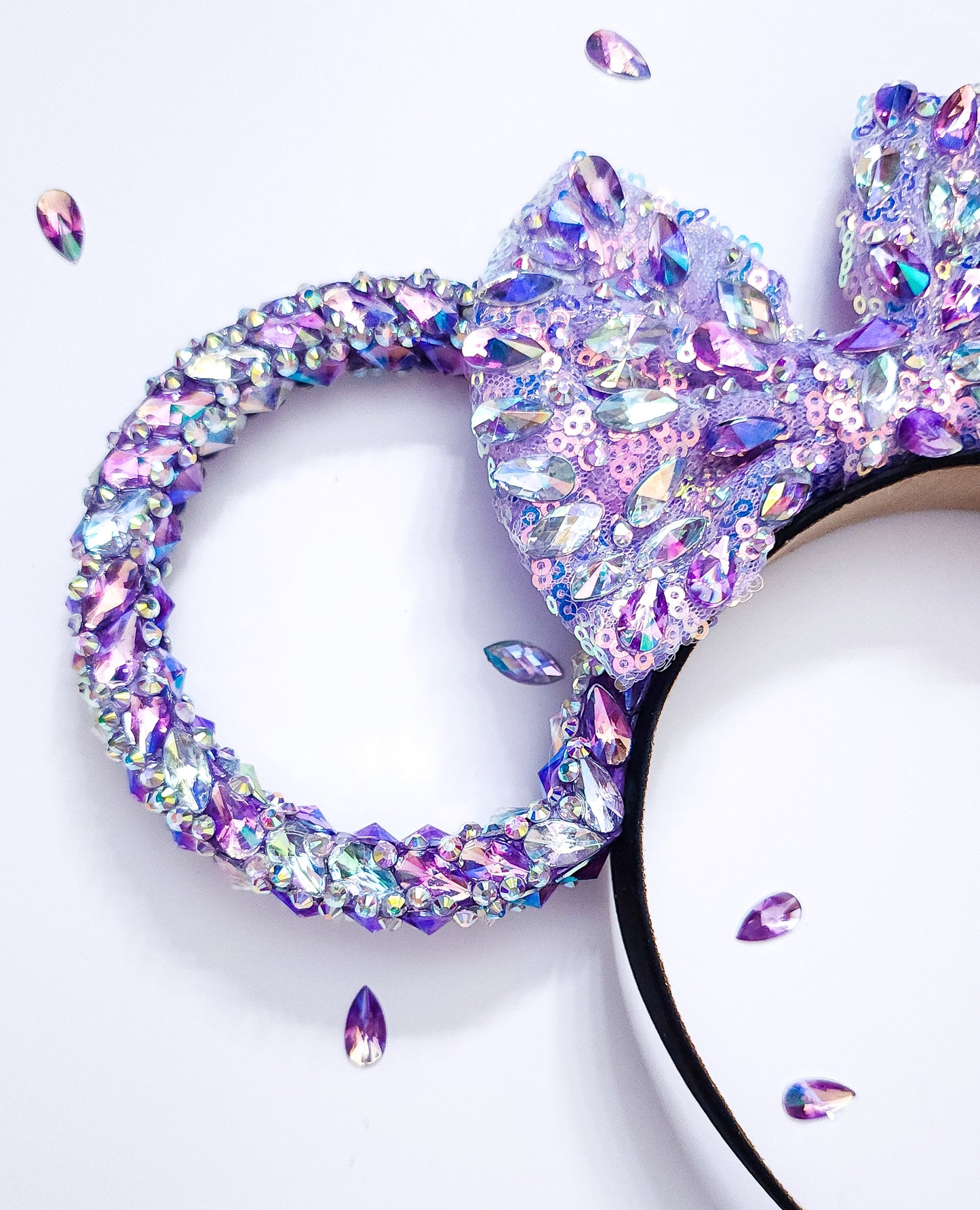 Purple rings 3d ears big crystal rhinestone style
