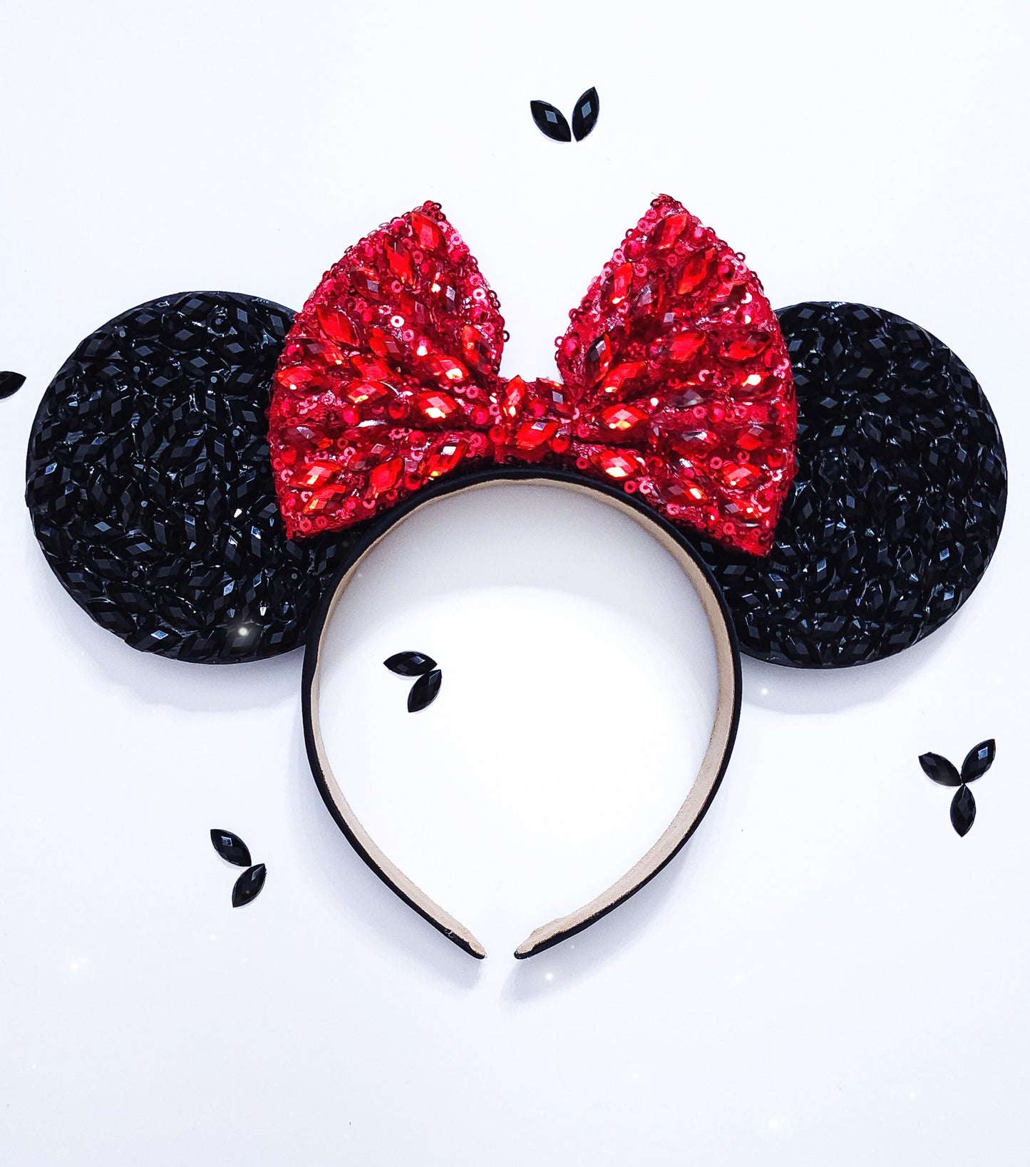 BLACK wishes RED rhinestone bow big crystal rhinestone style 3d ears