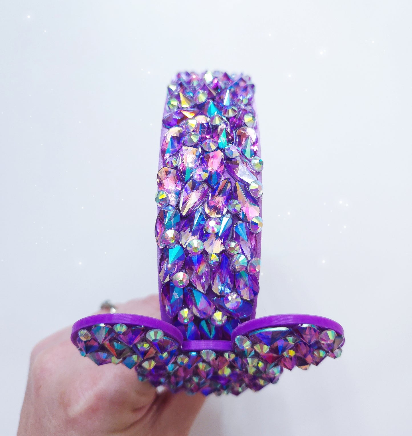 PURPLE 3d side headband fully covered with rhinestones