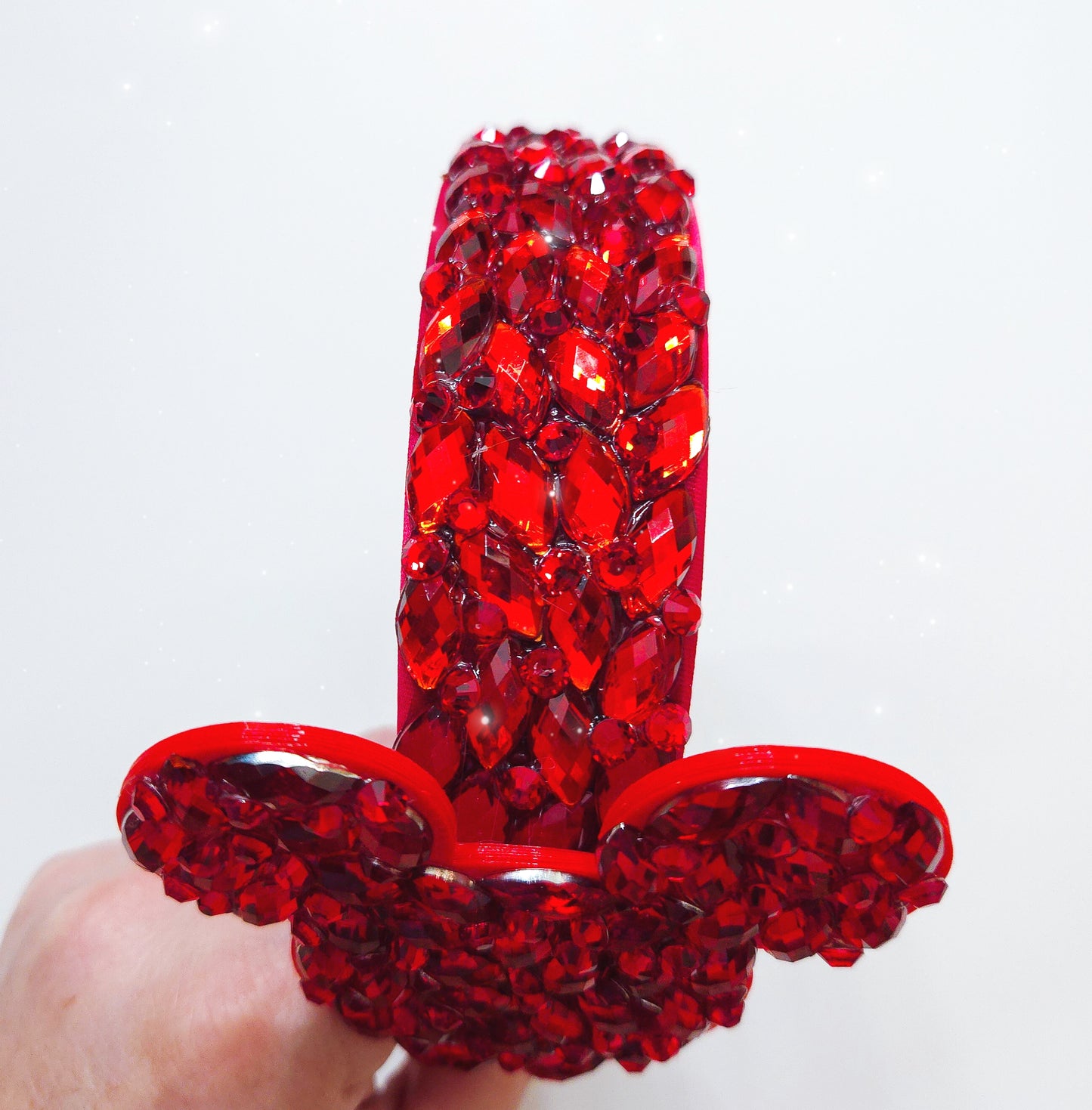 RED 3d side headband fully covered with rhinestones