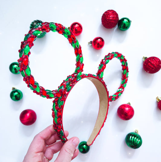 HOLIDAY RED AND GREEN-THE MAGICAL rhinestone rings with bow or no bow