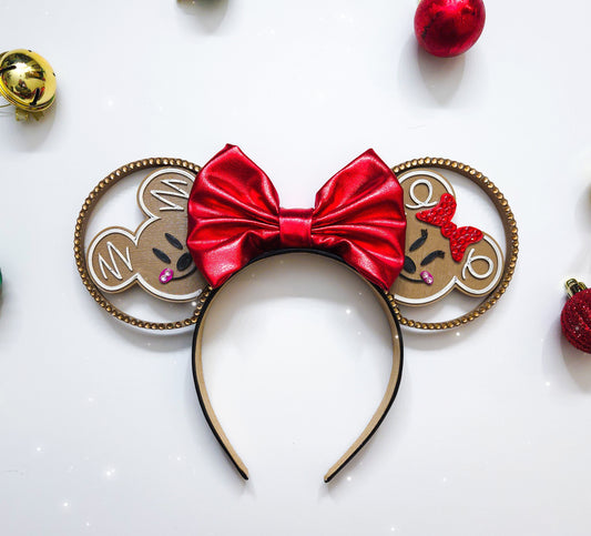 Classic Mouse and mouse with bow Gingerbread cookie Christmas/Holiday ears