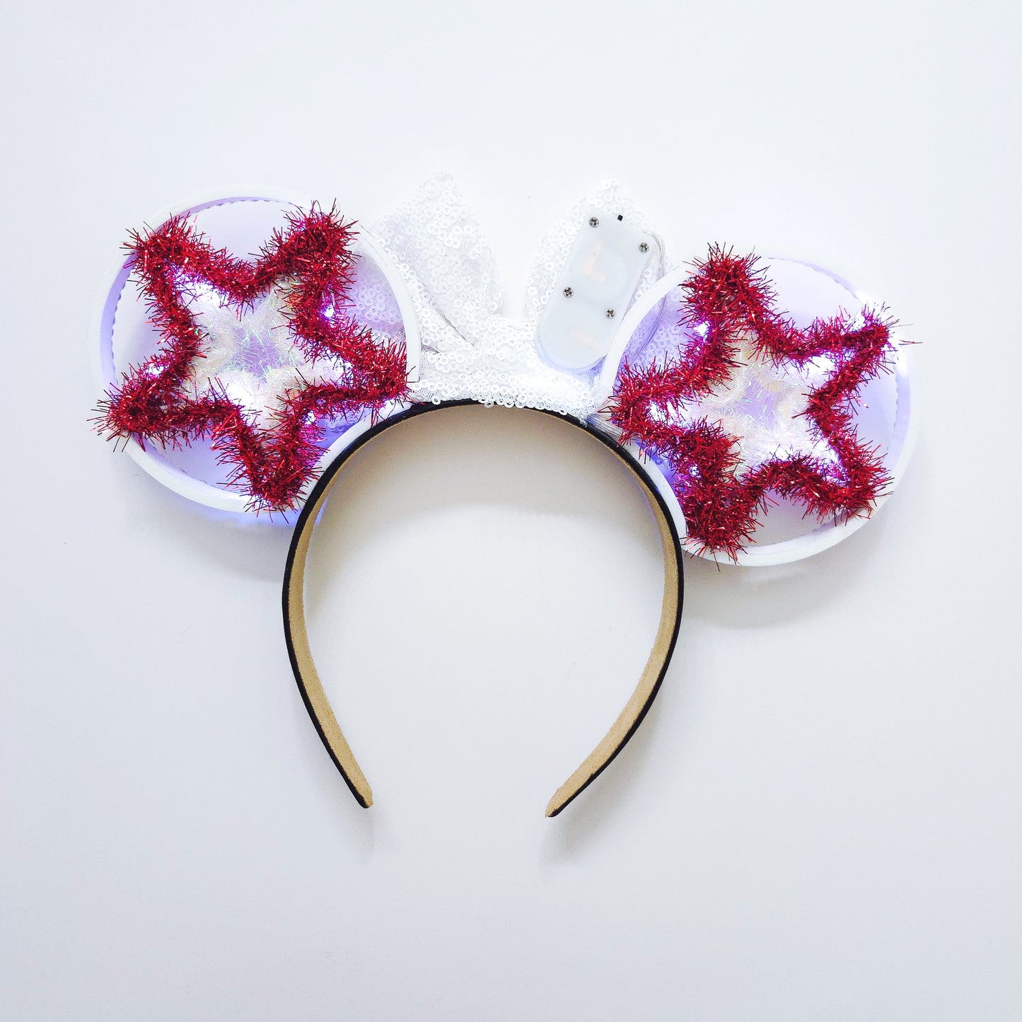 LIGHT UP Sunset Blvd  holiday tinsel star 3d ears with rhinestones Christmas/Holiday ears