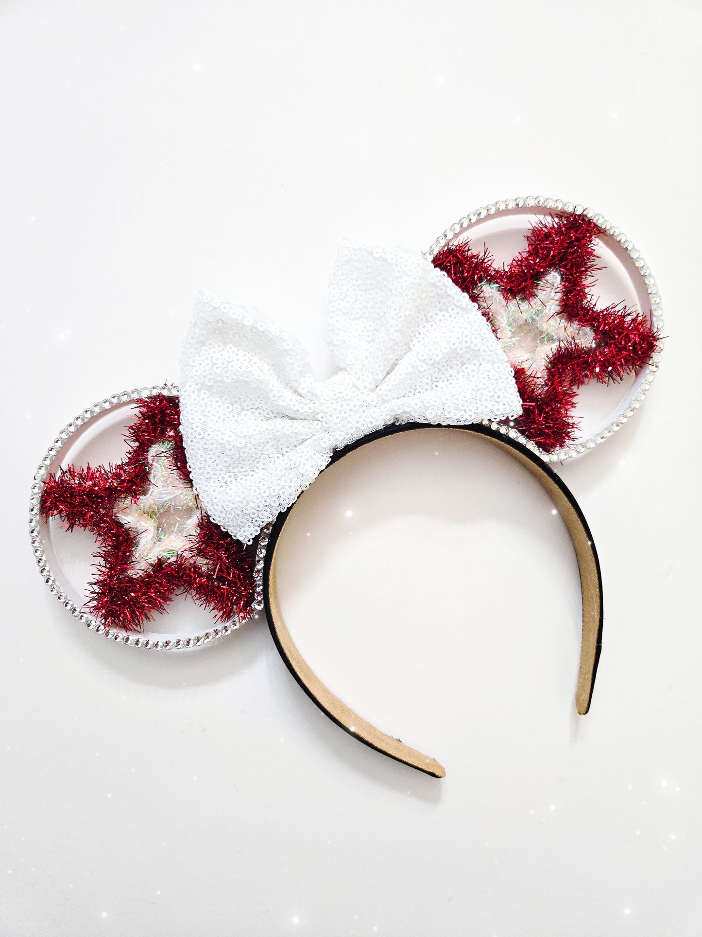 LIGHT UP Sunset Blvd  holiday tinsel star 3d ears with rhinestones Christmas/Holiday ears