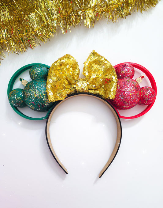 Glitter Ornament mouse christmas ears/ holiday ears