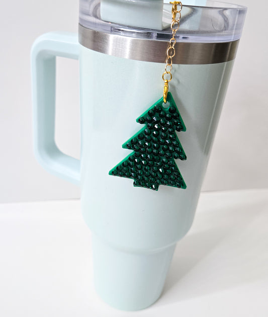 XL Tumbler charm Christmas tree Gold or silver chain