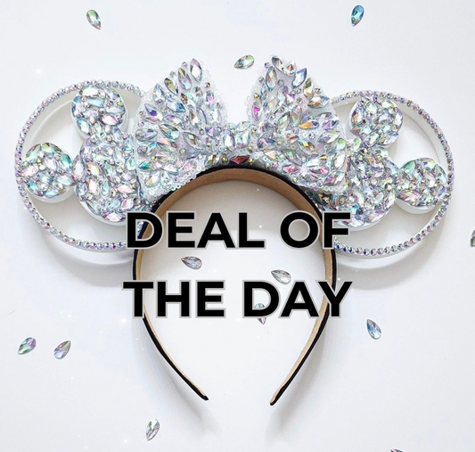 deal of the day : white mouse shape ears with large rhinestones and bow