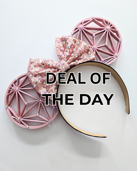 deal of the day : rose gold geometeic 3d ears with star rhinestone detail rose gold sequin bow with rhinestones