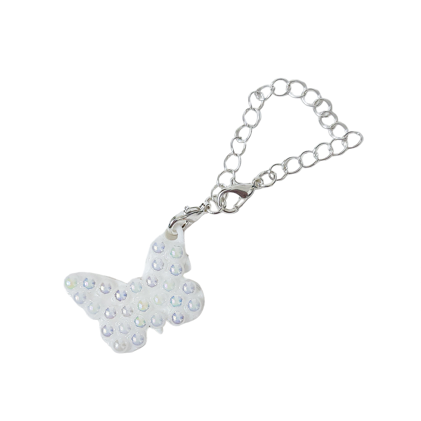 Tumbler charms butterfly with rhinestones. Gold or silver chain