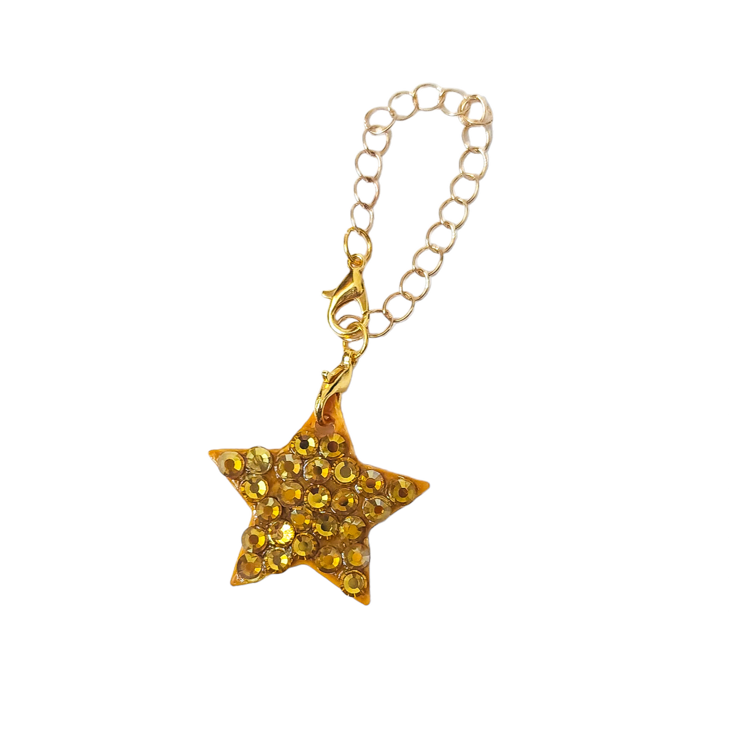 Tumbler charms 1 star with rhinestones. Gold or silver chain