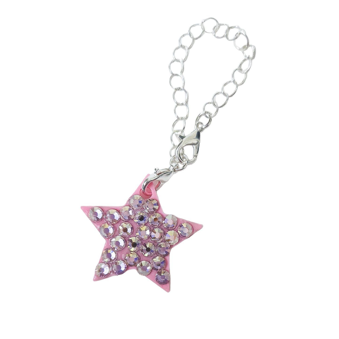 Tumbler charms 1 star with rhinestones. Gold or silver chain