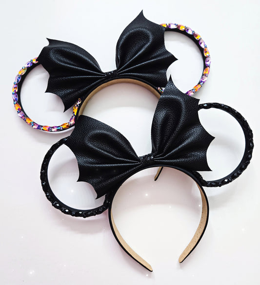 BAT bow rhinestone ears,Halloween ears,3D Mouse Ears