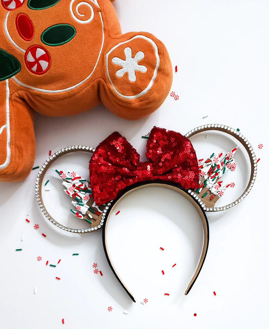 Gingerbread castle ears with resin sprinkles, rhinestones and hand painted