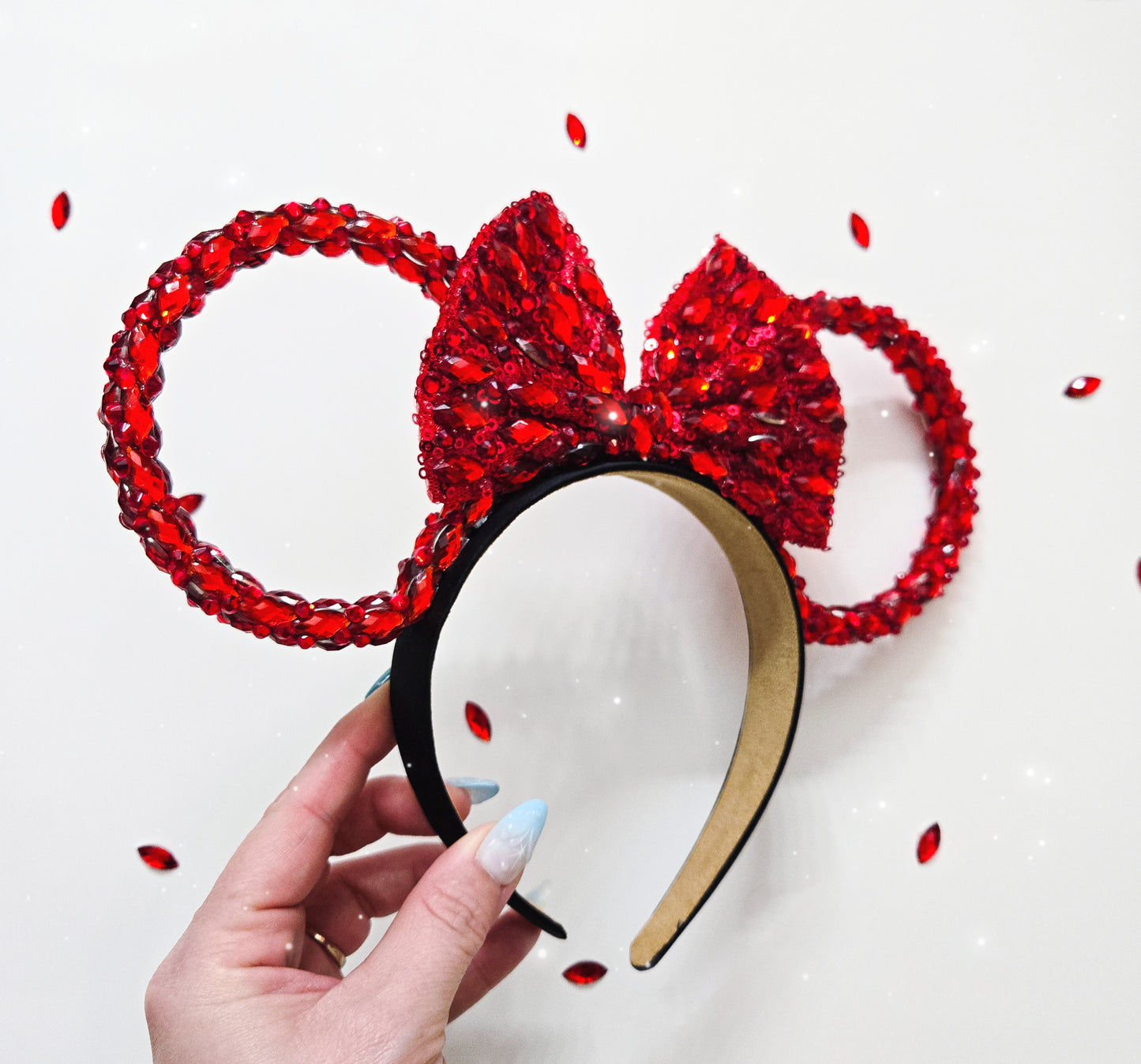 RED rings 3d ears big crystal rhinestone style