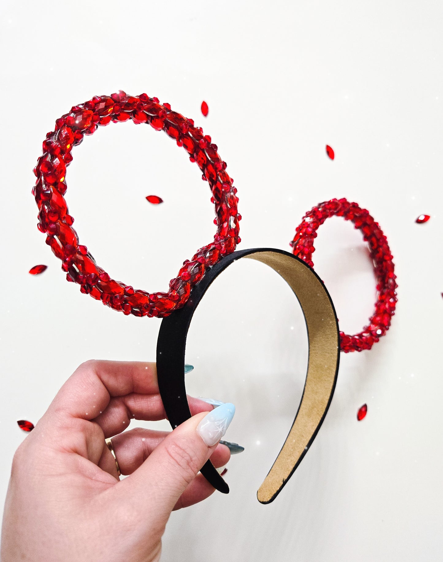 RED rings 3d ears big crystal rhinestone style