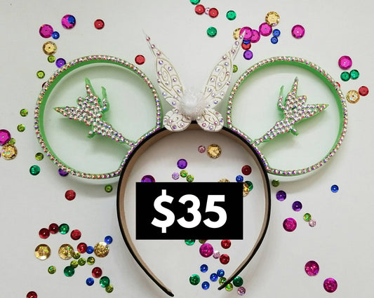 PIXIE, Tinker 3D Ears covered with Rhinestones