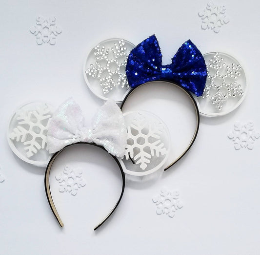 Let it Snow ears, Christmas  3D Mouse Ears, Disney,  with or without rhinestones snowflake