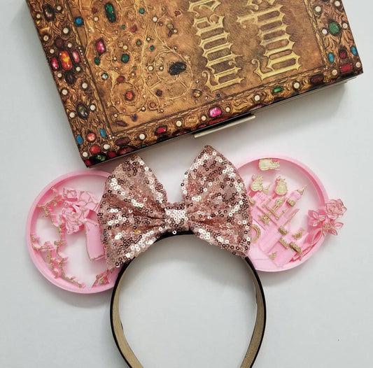 Once Upon a Dream Sleeping Princess with sequin bow, 3D print Mouse Ears