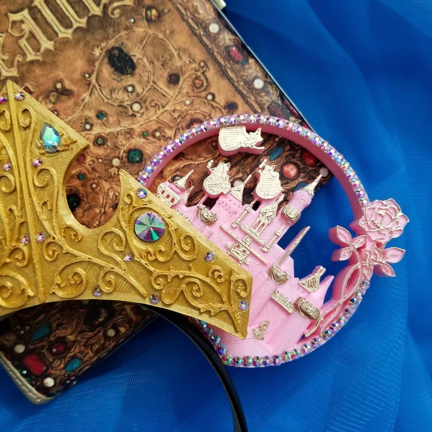 Once Upon a Dream with tiara , sleeping princess inspired, 3D print Mouse Ears