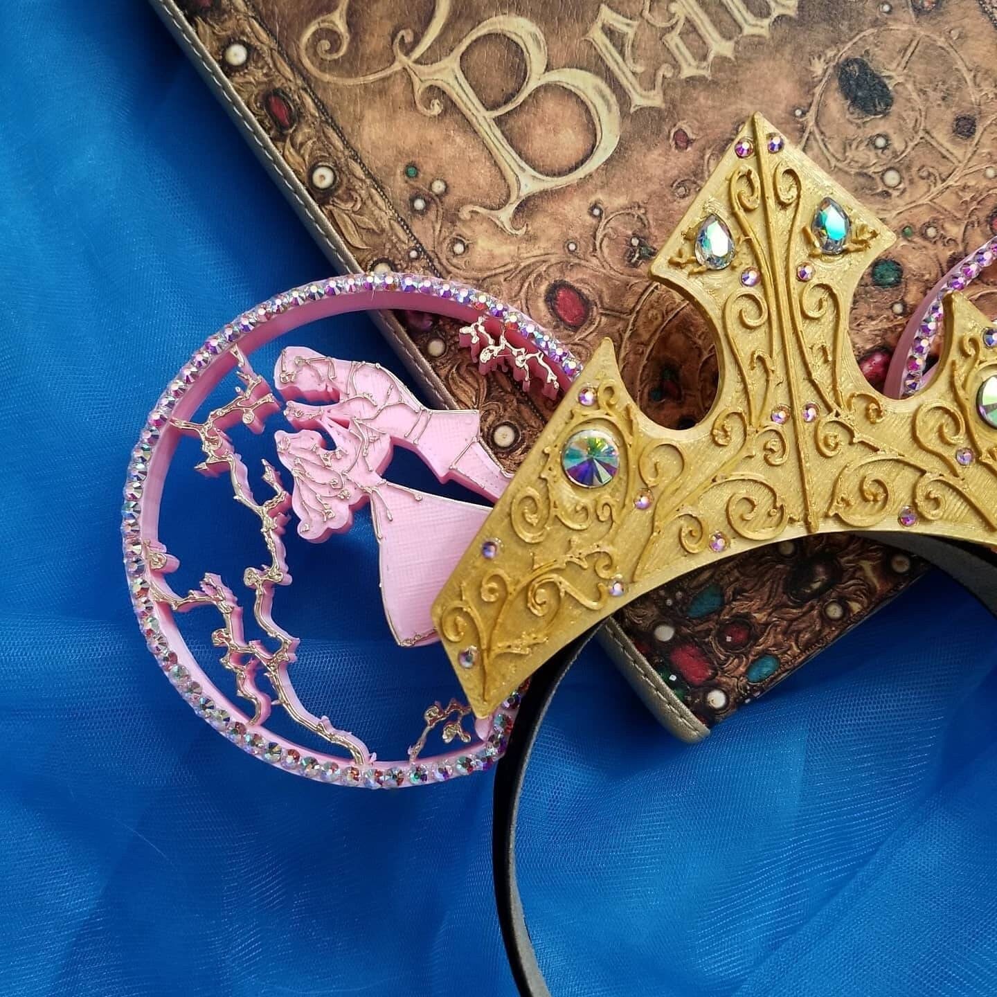 Once Upon a Dream with tiara , sleeping princess inspired, 3D print Mouse Ears