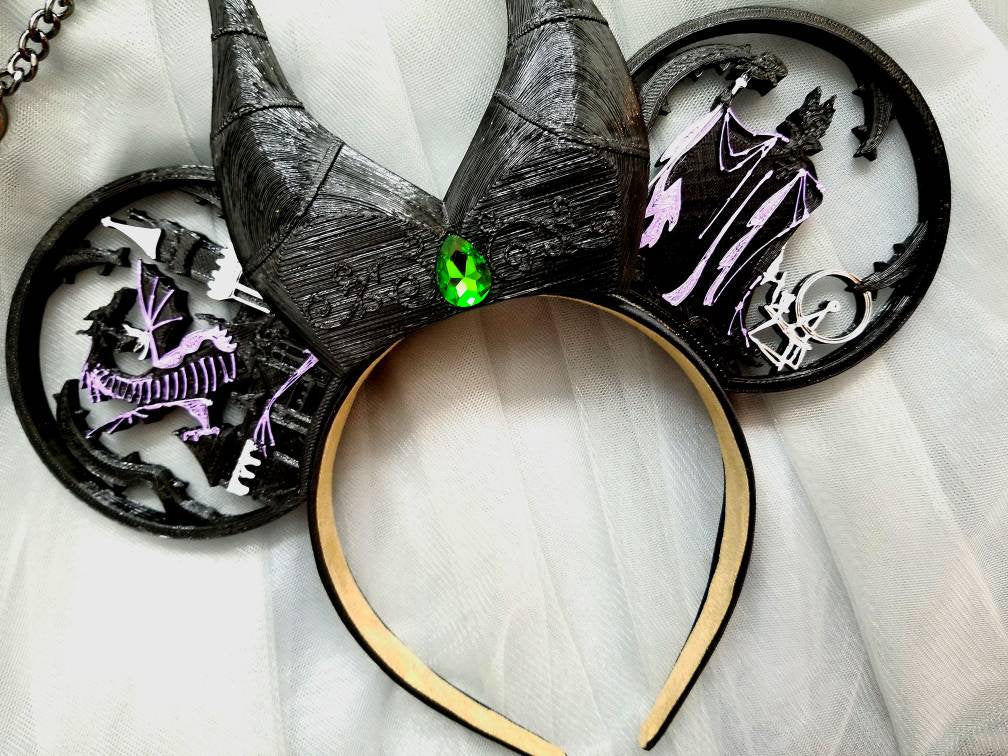 Once Upon A Villain,  with horn rhinestone center  3D print Mouse Ears