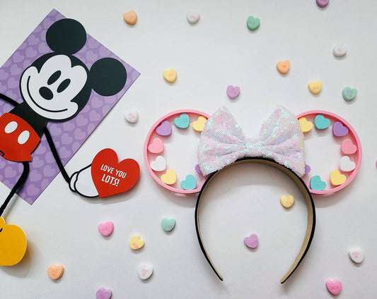 CANDY HEARTS 3D Mouse Ears, valentine's day ears hearts ears