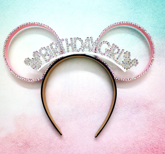 Birthday Girl mouse tiara with mouse ears . 3d ears many colors