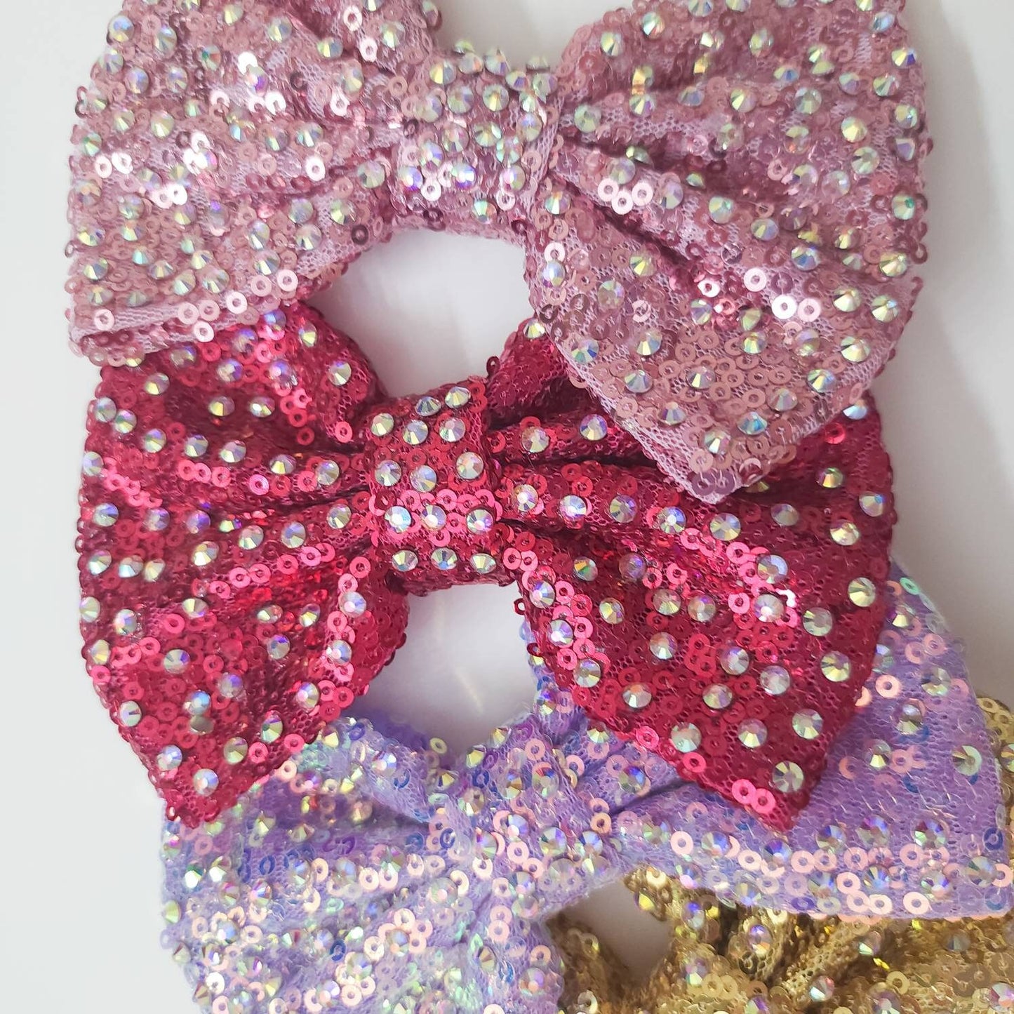 Rhinestone sequin bow ADD ON option/upgrade many colors