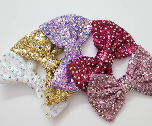 Rhinestone sequin bow ADD ON option/upgrade many colors