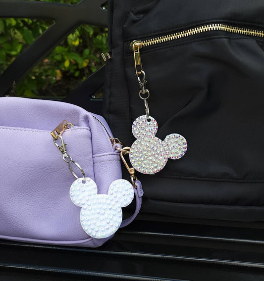 LARGE bag charm keychain/bag accessory mouse with rhinestones or pearls.