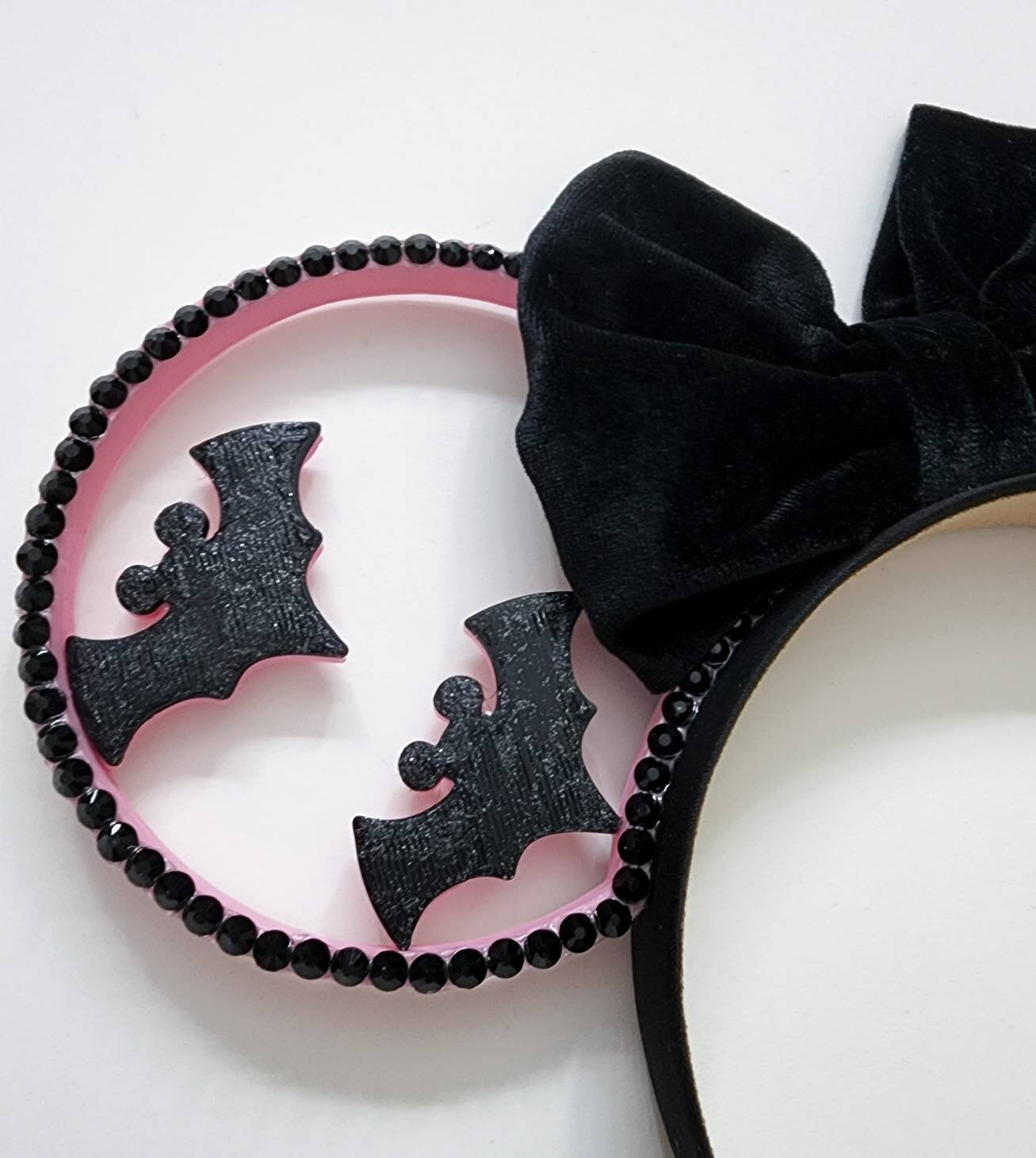 Pink bat glitter ears , Halloween 3D Mouse Ears