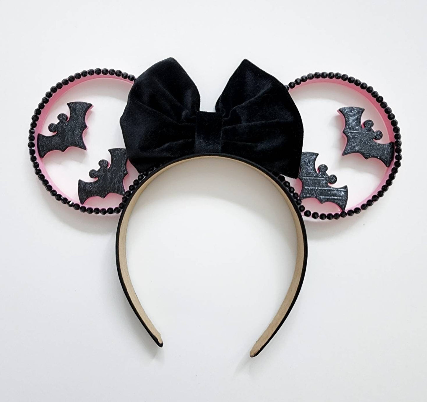 Pink bat glitter ears , Halloween 3D Mouse Ears