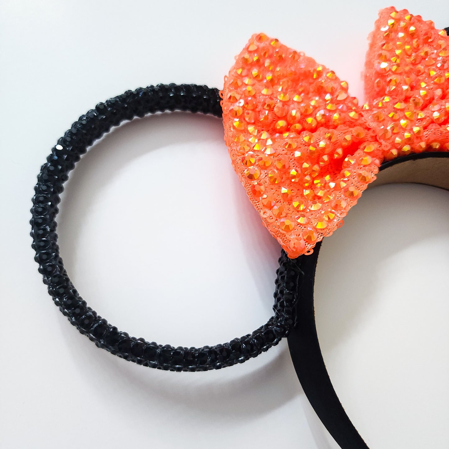 Magic Mountain ears ORIGINAL -black rhinestones rings with orange jelly rhinestone bow Halloween spooky season 3d ears halloween ears