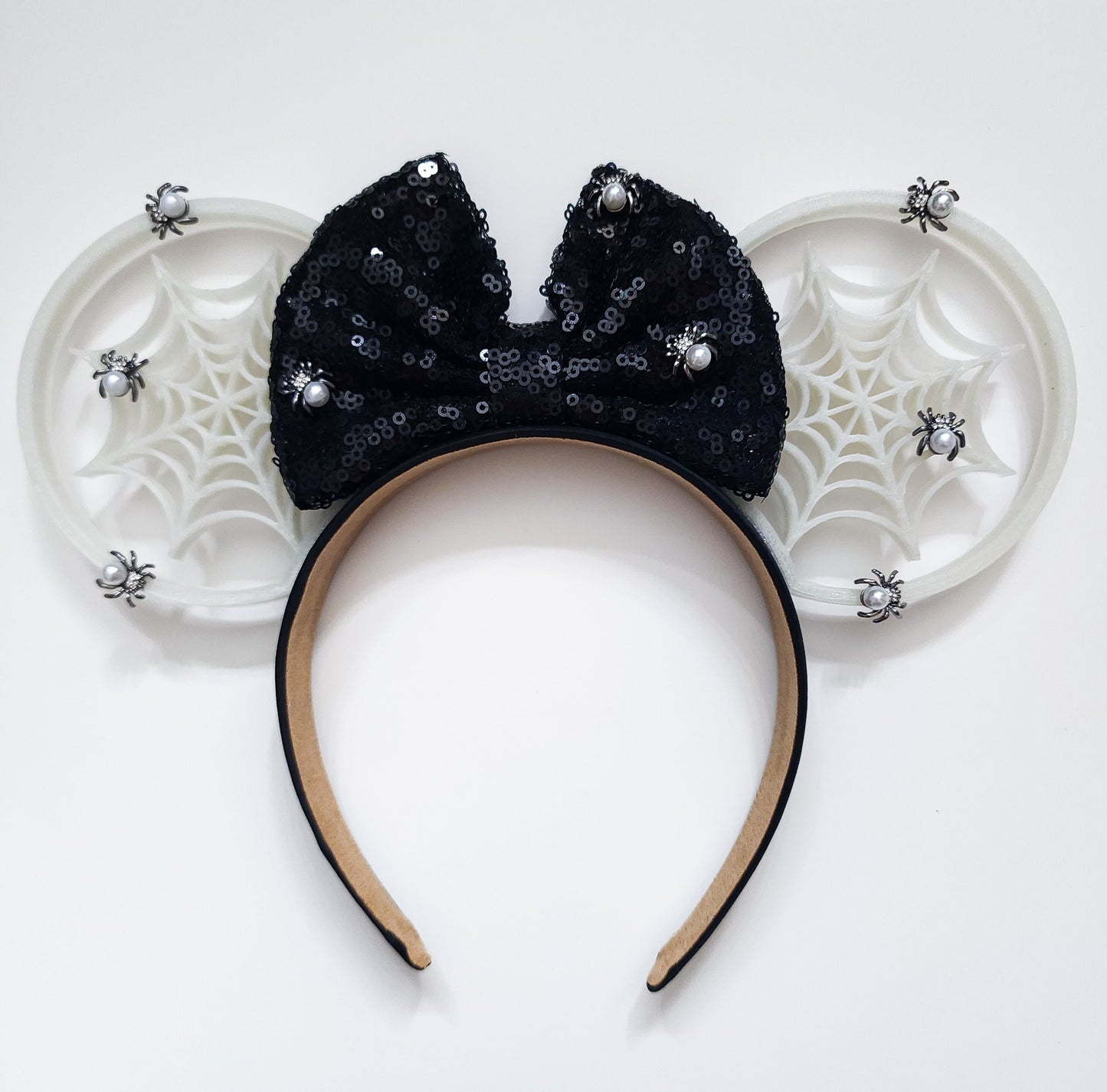 GLOW in the dark Pearl spiders spider web ears , Halloween ears spooky season